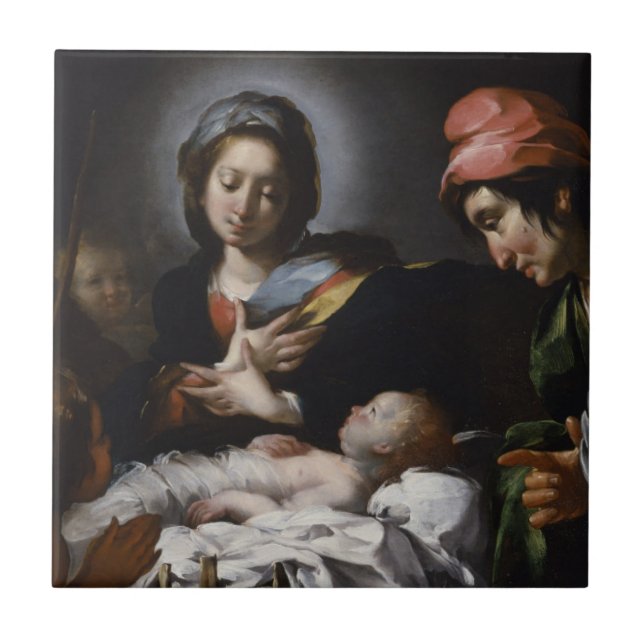 Adoration of the Shepherds, circa 1615 Tile (Front)