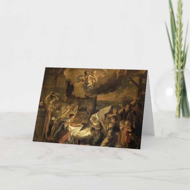Adoration of the Shepherds Fine Art Christmas Holiday Card (Front)