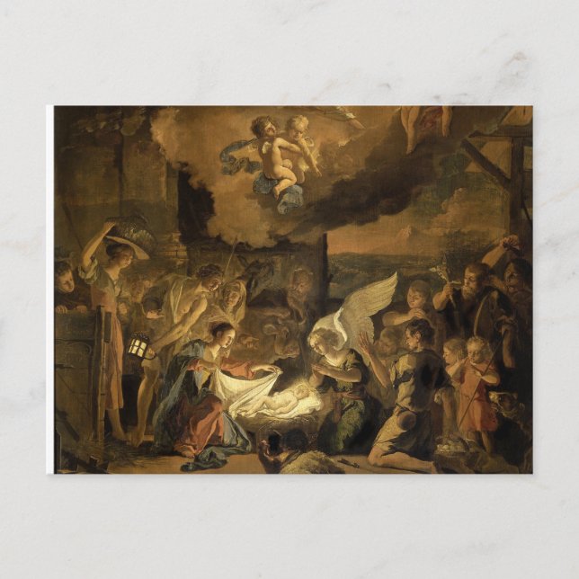 Adoration of the Shepherds Fine Art Christmas Holiday Postcard (Front)
