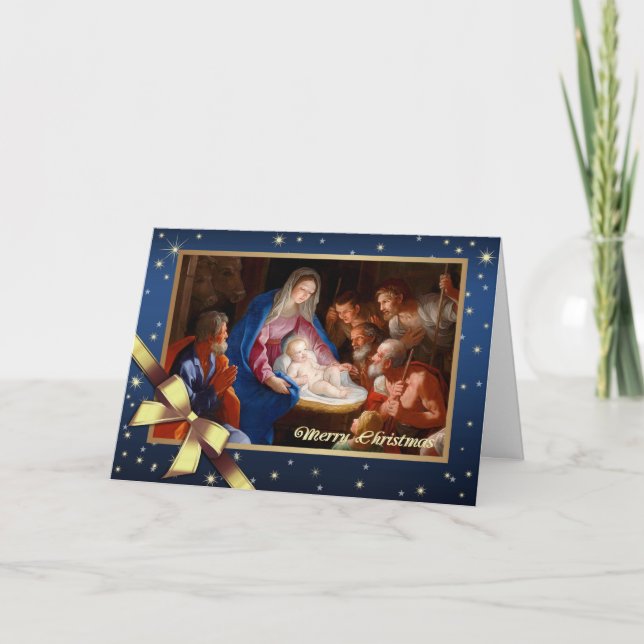 Adoration of the Shepherds. Fine Art Religious   Holiday Card (Front)