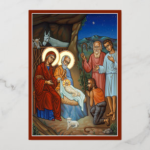 Adoration of the Shepherds Foil Holiday Card