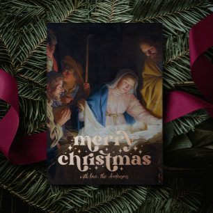 Adoration of the shepherds - Honthorst - Christmas Foil Holiday Card