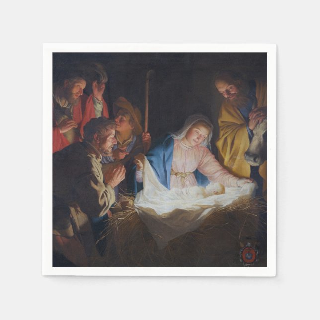 Adoration of the shepherds - Honthorst - Christmas Napkin (Front)