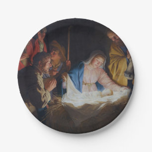 Adoration of the shepherds - Honthorst - Christmas Paper Plate