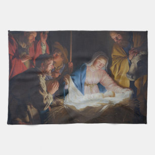 Adoration of the shepherds - Honthorst - Christmas Tea Towel