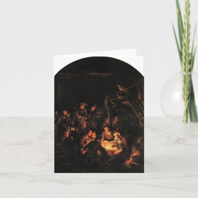 Adoration of the Shepherds - Rembrandt 1640. Holiday Card (Front)