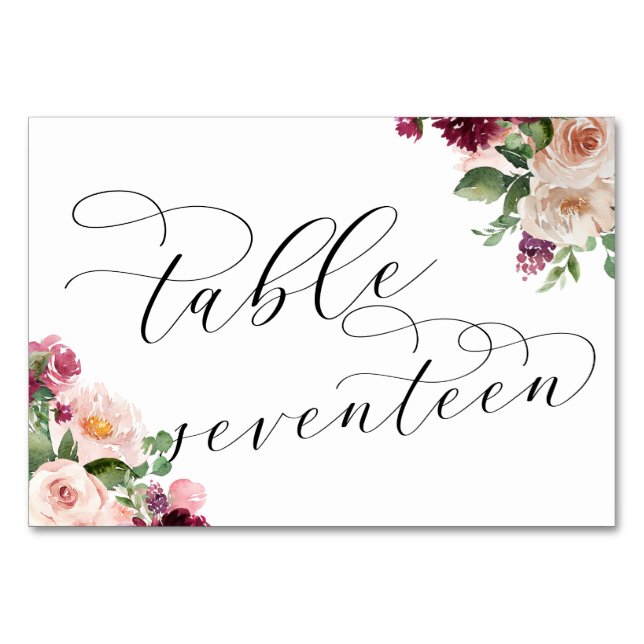 Adore Fancy Calligraphy Wedding Reception 17 Table Number (Front)