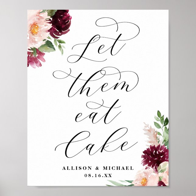 Adore Floral Let Them Eat Cake Wedding Sign (Front)