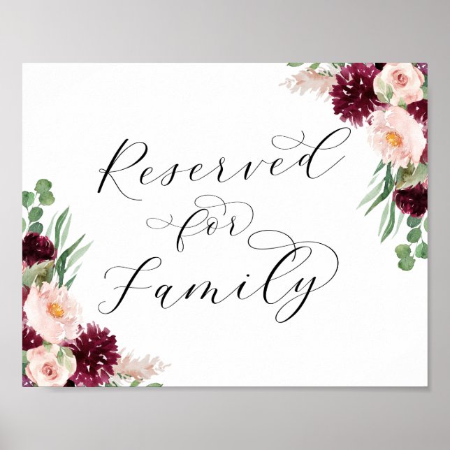Adore | Floral Reserved for Family Wedding Sign (Front)