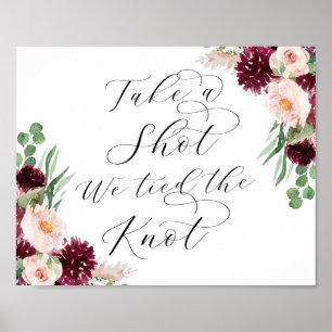 Adore Floral Take A Shot Script Reception Bar Sign
