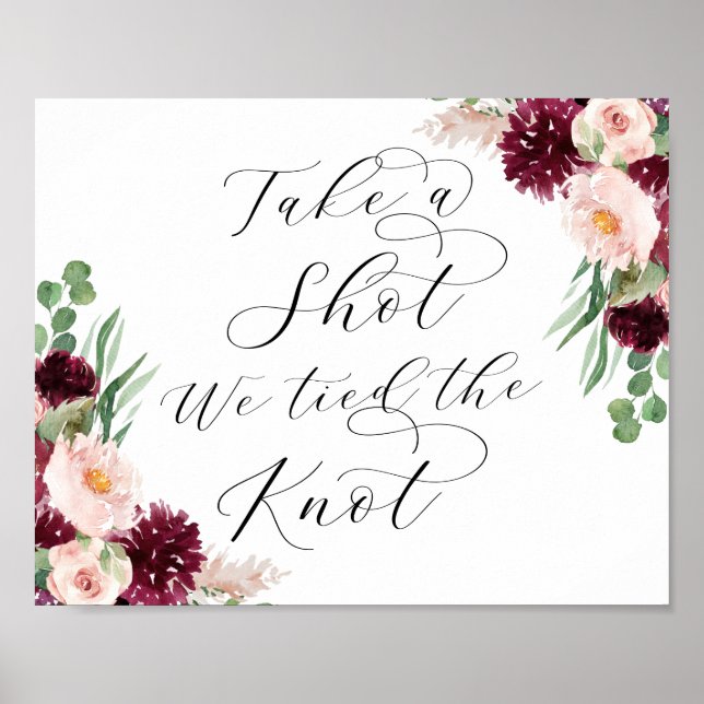 Adore Floral Take A Shot Script Reception Bar Sign (Front)