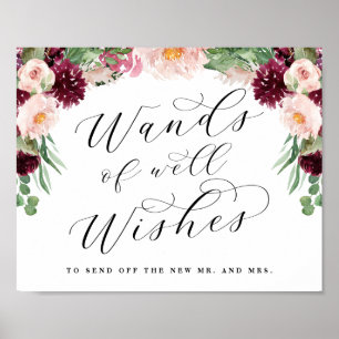 Adore Floral Wand Streamers Send Off Wedding Sign