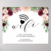 Adore Floral Wifi Network & Password Wedding Sign
