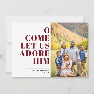 Adore Him Modern Religious Photo Holiday Card