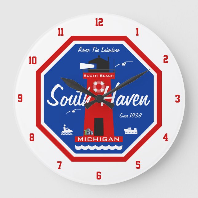 Adore The Lakeshore - South Haven, MI Large Clock (Front)