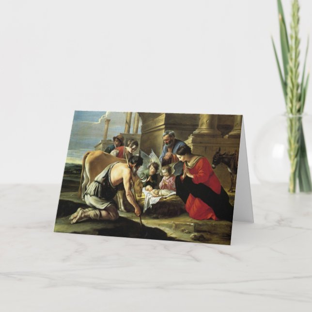 Adoring Shepherds 17th Century Holiday Card (Front)