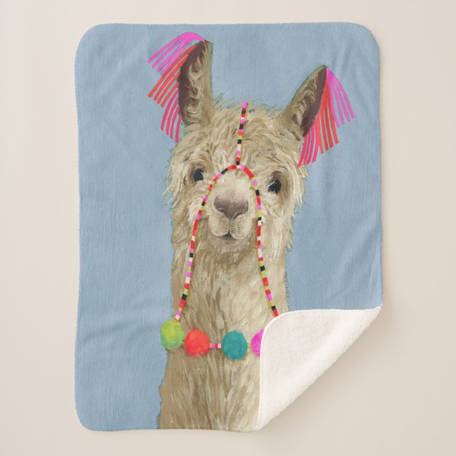 Adorned Llama - Beige Sherpa Blanket (Front)