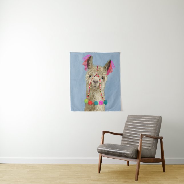 Adorned Llama - Beige Tapestry (In Situ)