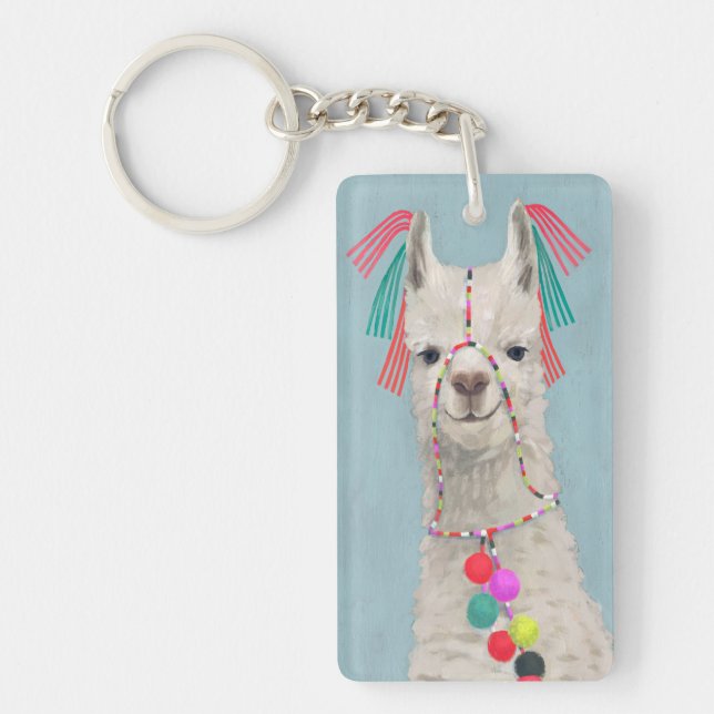 Adorned Llama - White Key Ring (Front)