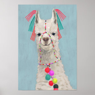 Adorned Llama - White Poster
