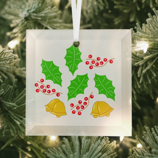 Adorno De Cristal Cuadrado Feliz Navidad Glass Tree Decoration (Insitu)