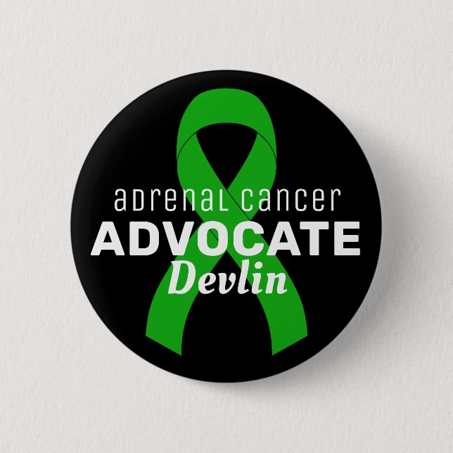Adrenal Cancer Advocate Ribbon Black Button (Front)