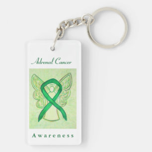Adrenal Cancer Awareness Green Ribbon Keychain