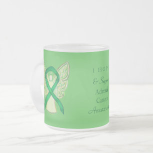 Adrenal Cancer Green Awareness Ribbon Angel Mug