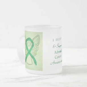 Adrenal Cancer Green Awareness Ribbon Angel Mug