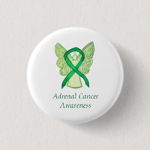 Adrenal Cancer Green Awareness Ribbon Angel Pin