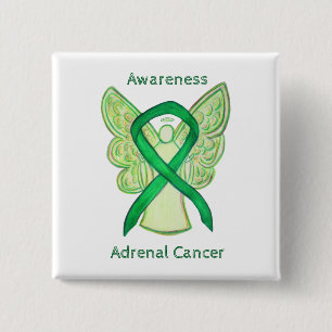 Adrenal Cancer Green Awareness Ribbon Angel Pin