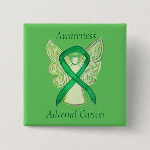 Adrenal Cancer Green Awareness Ribbon Angel Pin