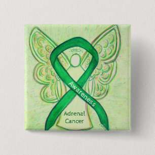 Adrenal Cancer Green Awareness Ribbon Angel Pin