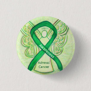 Adrenal Cancer Green Awareness Ribbon Angel Pin