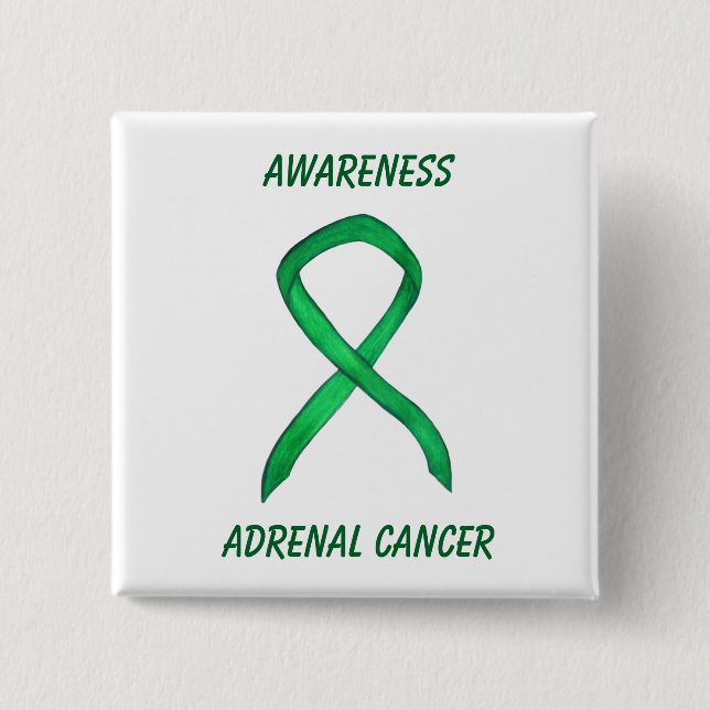 Adrenal Cancer Green Awareness Ribbon Pin (Front)