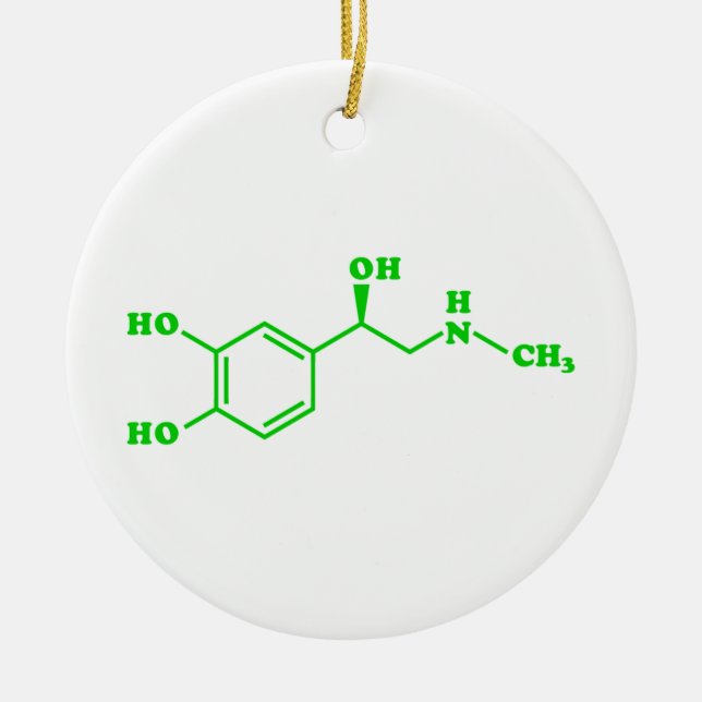 Adrenaline Molecular Chemical Formula Ceramic Tree Decoration (Front)