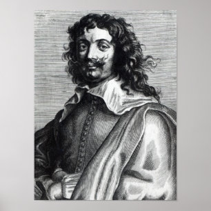 Adriaen Brouwer, engraved by Edme de Boulonois Poster