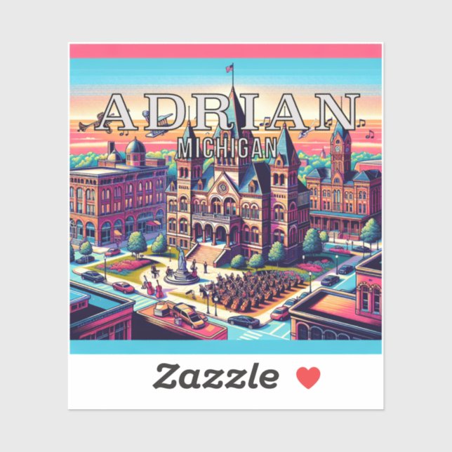 Adrian Michigan 3 Inch Vinyl Sticker (Sheet)