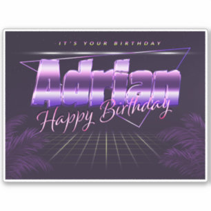 Adrian Name First name lila retro Sticker Birthday