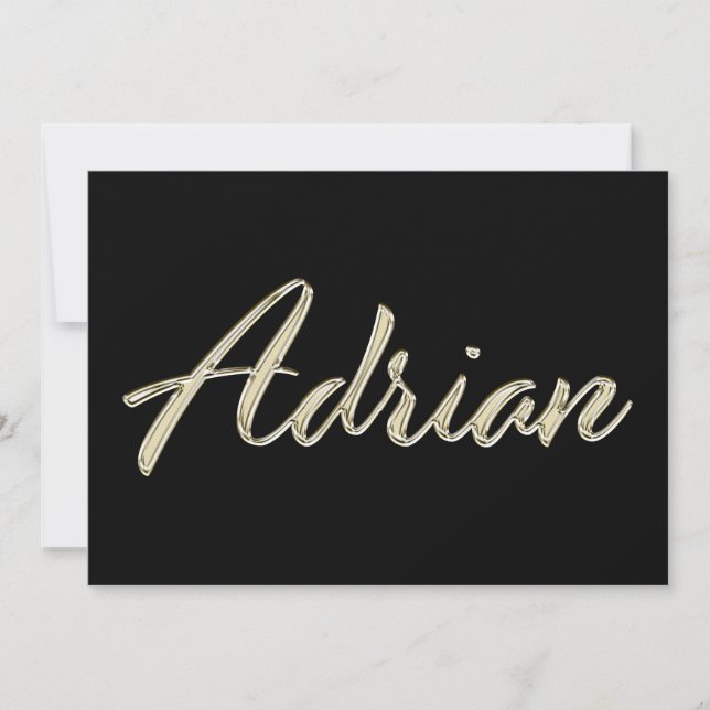 Adrian Name white gold Handwriting Card (Front)