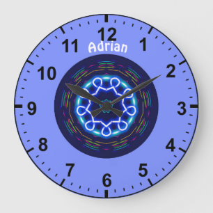 ADRIAN Personalized ~ Space Wheel Fractal ~ Large  Large Clock