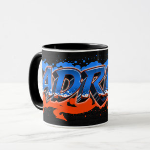 Adrian Vorname Name Graffiti blue orange Tasse Mug