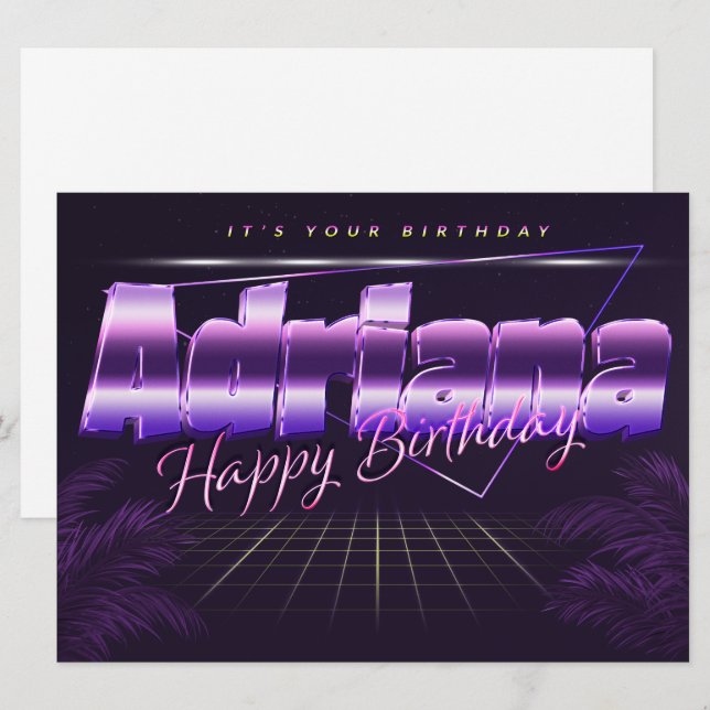 Adriana Name First name lila retro card Birthday (Front/Back)