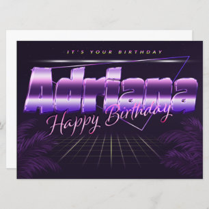 Adriana Name First name lila retro card Birthday