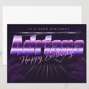 Adriana Name Vorname lila retro Karte Geburtstag Card