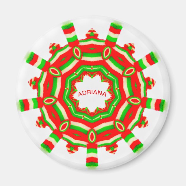 ADRIANA ~ Personalized Christmas Wheel Fractal ~  Magnet (Front)