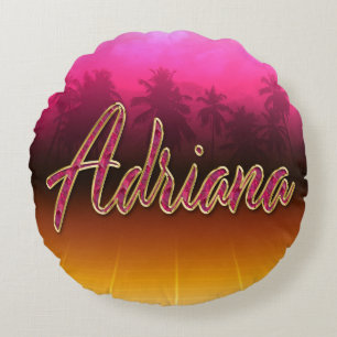 Adriana Vorname Name golden pink Kissen Round Cushion