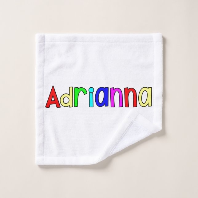Adrianna - Rainbow text Bath Towel Set (Wash Cloth)