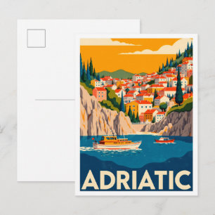Adriatic Croatia Art vintage Travel Postcard