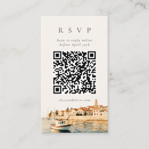 Adriatic Harbour Town Wedding QR Code RSVP Card